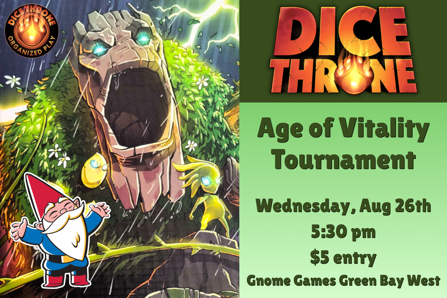 Dice Throne Tournament at Gnome Games Green Bay West @ Gnome Games - Green Bay West (Aug 26) - Ticket