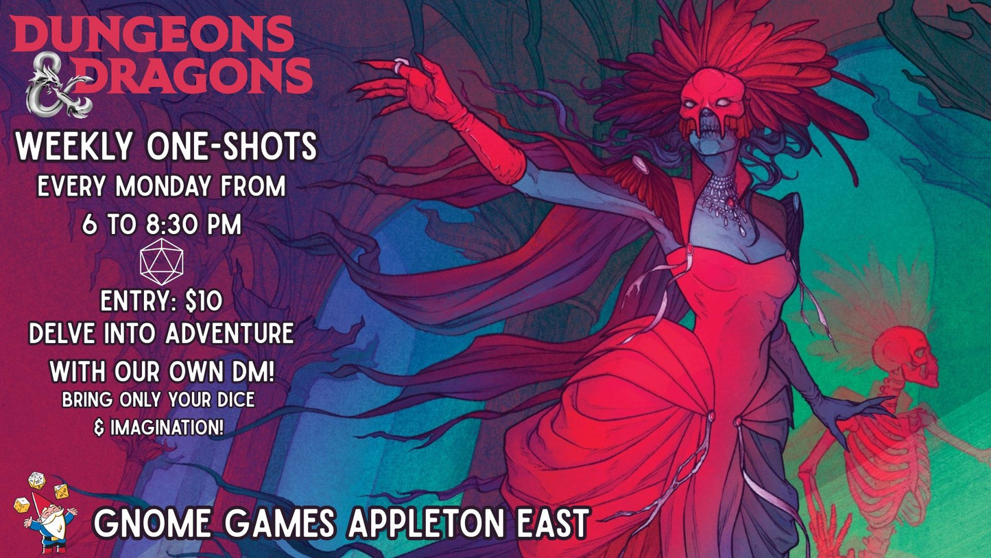 Dungeons & Dragons Weekly One-Shots at Gnome Games Appleton East - $10 @ Gnome Games - Appleton East (Sep 21) - Ticket