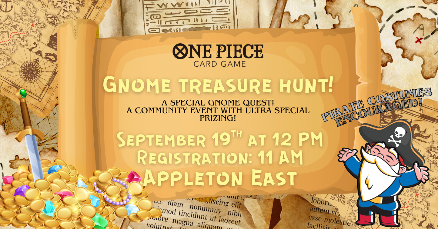 One Piece Card Game Gnome Treasure Hunt on Talk Like A Pirate Day at Gnome Games Appleton East - $25 @ Gnome Games - Appleton East (Sep 19) - Ticket