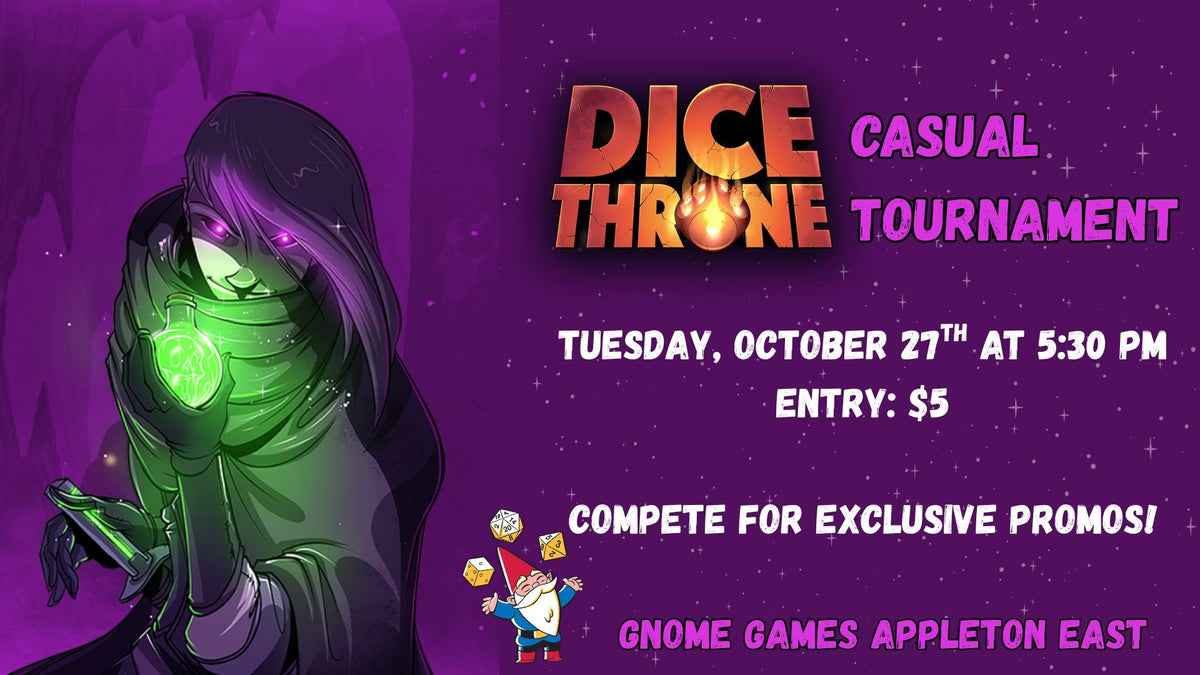Dice Throne Monthly Tournament at Gnome Games Appleton East - $5 @ Gnome Games - Appleton East (Oct 27) - Ticket