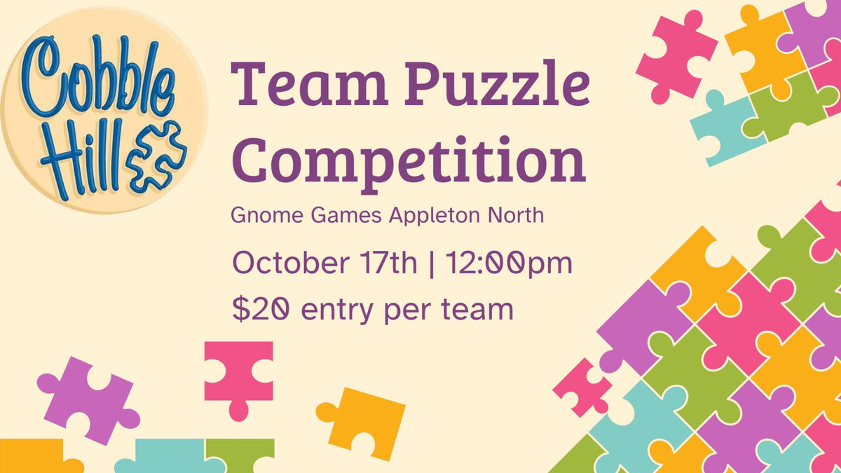 Cobble Hill Team Puzzle Competition at Gnome Games Appleton North! @ Gnome Games - Appleton North (Oct 17) - Ticket