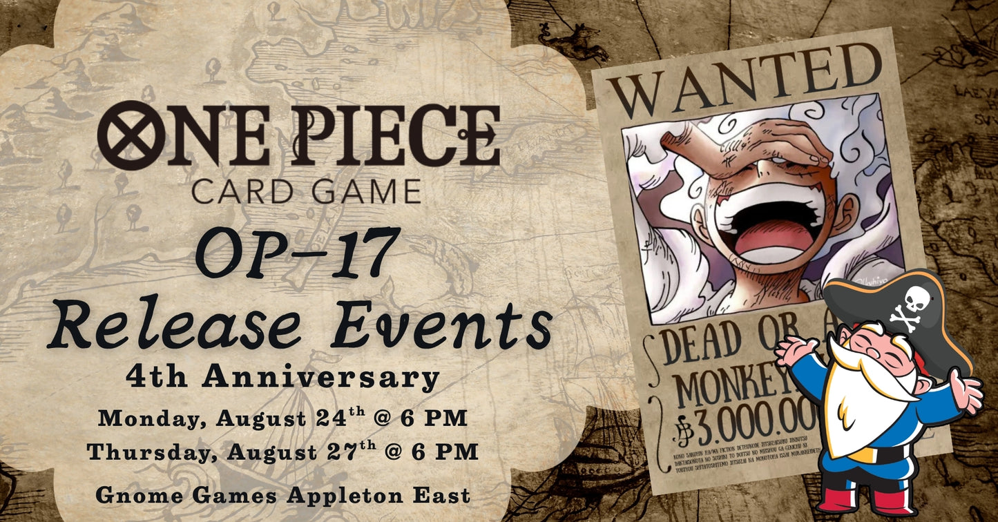 One Piece Card Game The World’s Strongest Warriors [OP17] Release Event at Gnome Games Appleton East - $30 @ Gnome Games - Appleton East (Aug 24) - Ticket
