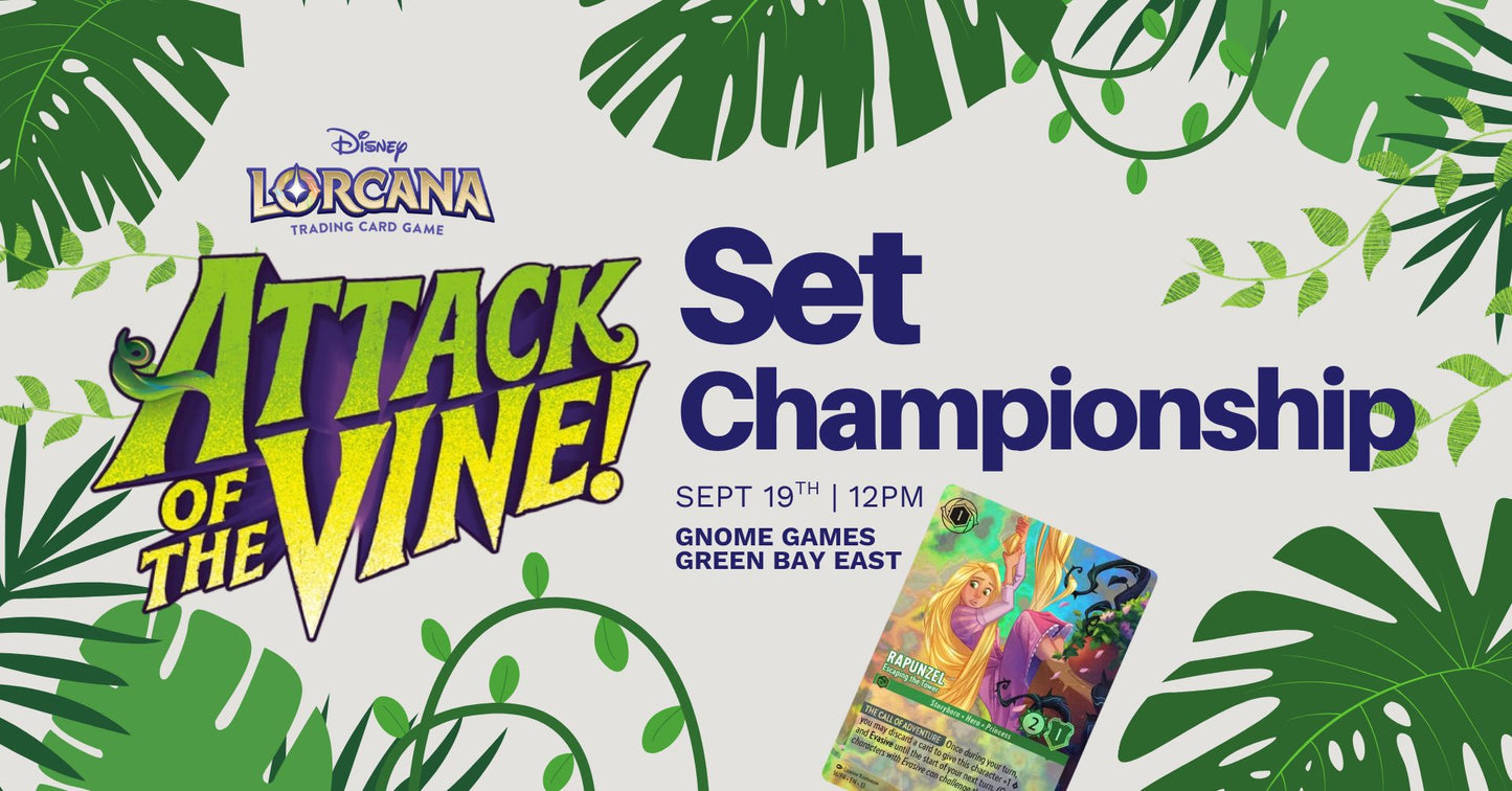 Disney Lorcana Attack of the Vine Set Championship at Gnome Games Green Bay East @ Gnome Games - Green Bay East (Sep 19) - Ticket