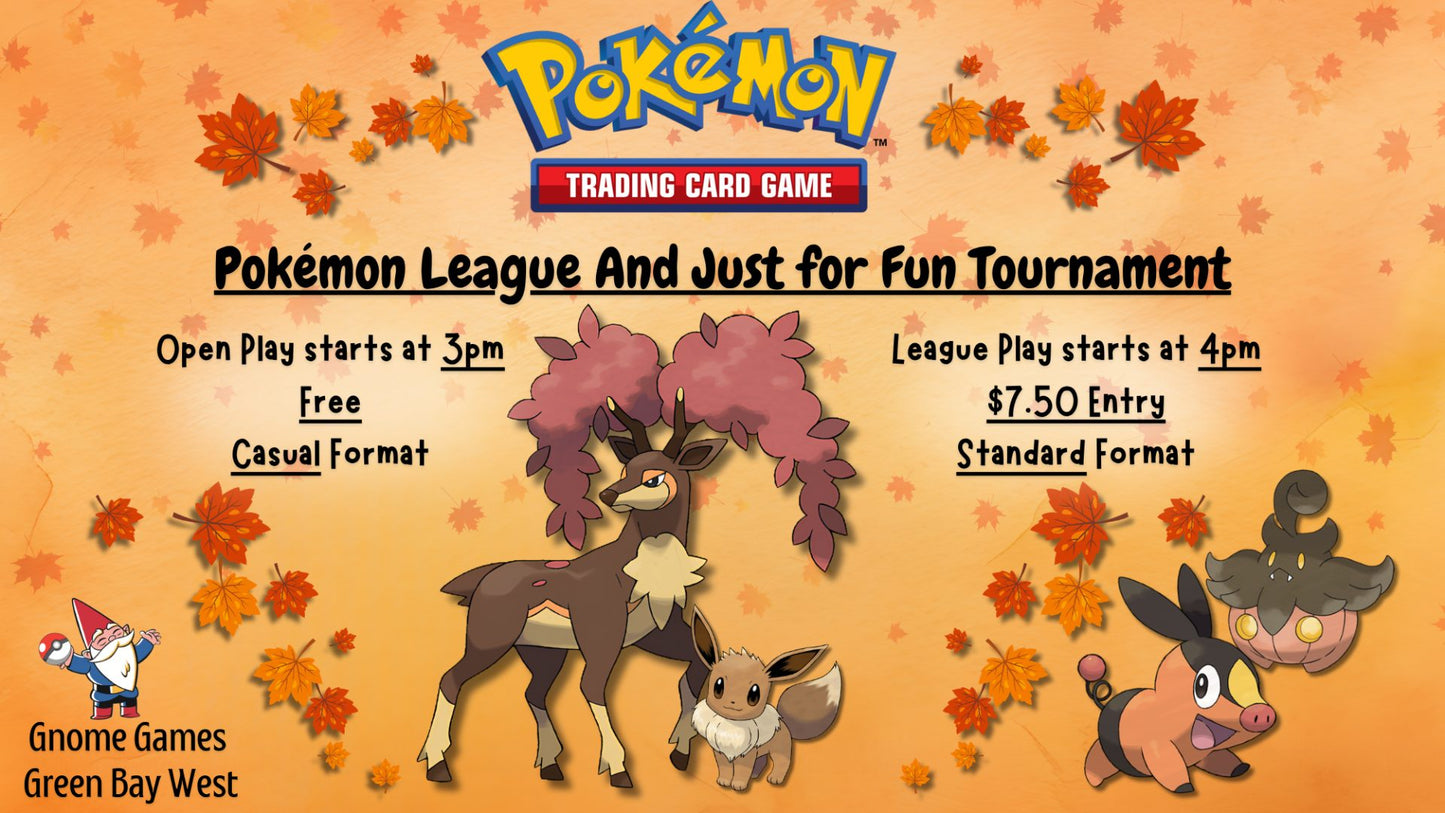 Pokémon League and Just for Fun Weekly Tournament at Gnome Games Green Bay West @ Gnome Games - Green Bay West (Oct 29) - Ticket