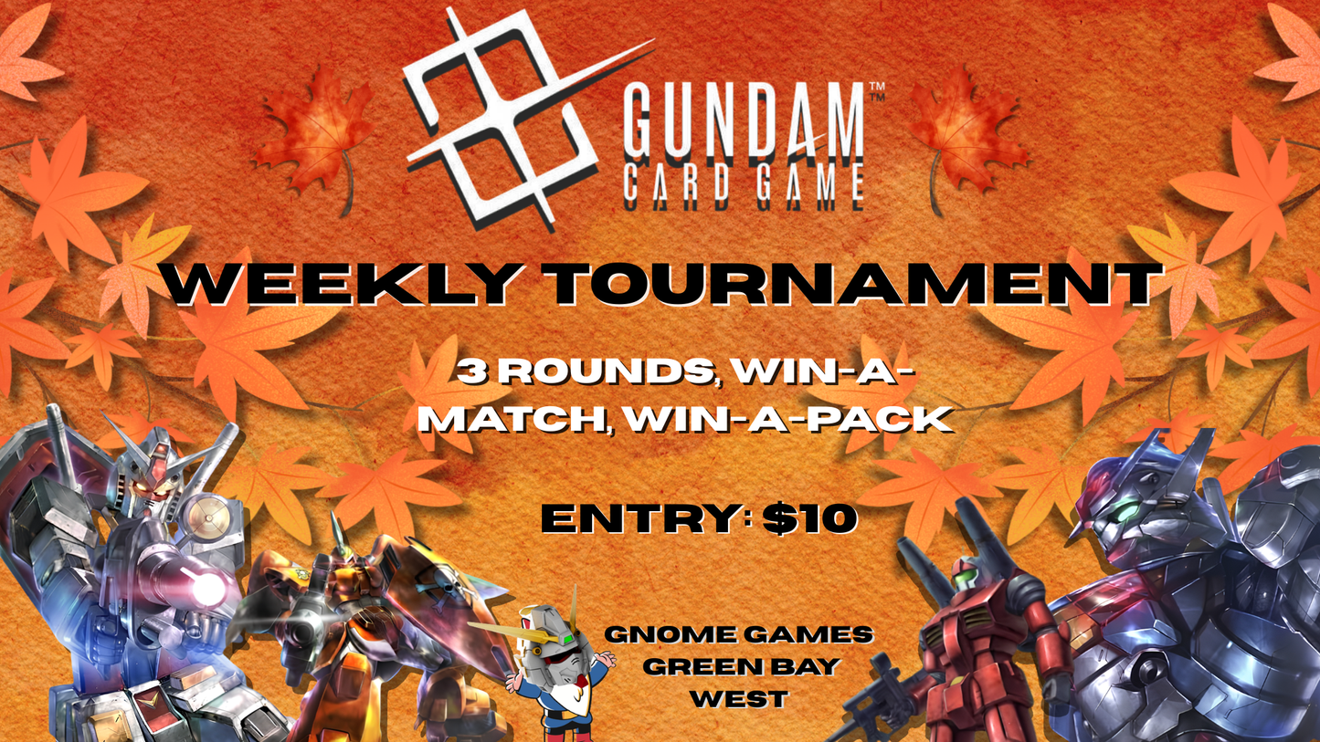 Gundam Card Game Weekly Tournament at Gnome Games Green Bay West @ Gnome Games - Green Bay West (Sep 23) - Ticket