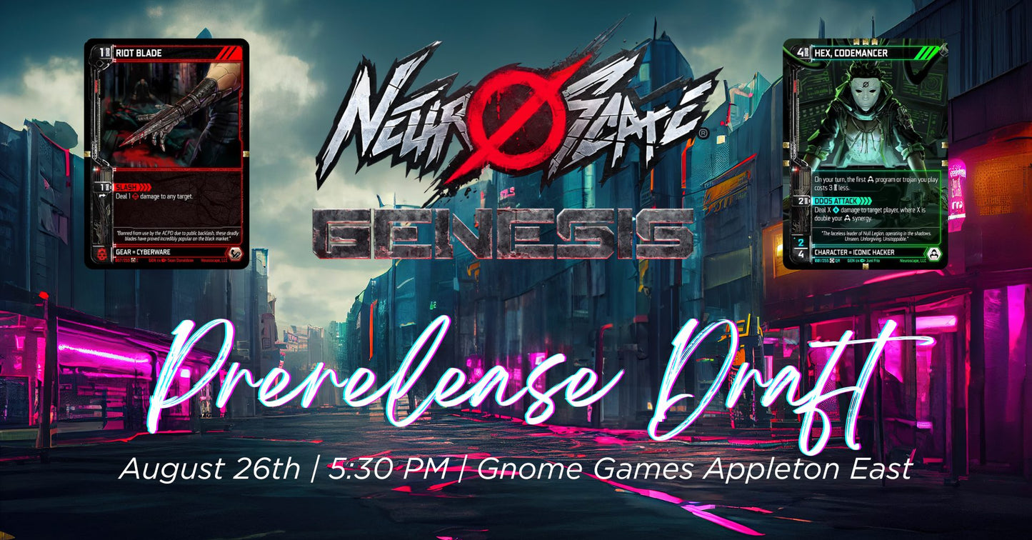 Neuroscape Trading Card Game Draft Prerelease at Gnome Games Appleton East - $20 @ Gnome Games - Appleton East (Aug 26) - Ticket