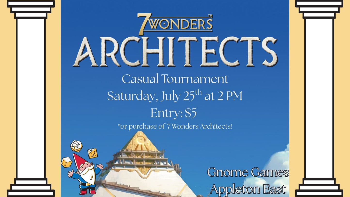 7 Wonders Architects Casual Tournament at Gnome Games Appleton East - $5 @ Gnome Games - Appleton East (Jul 25) - Ticket