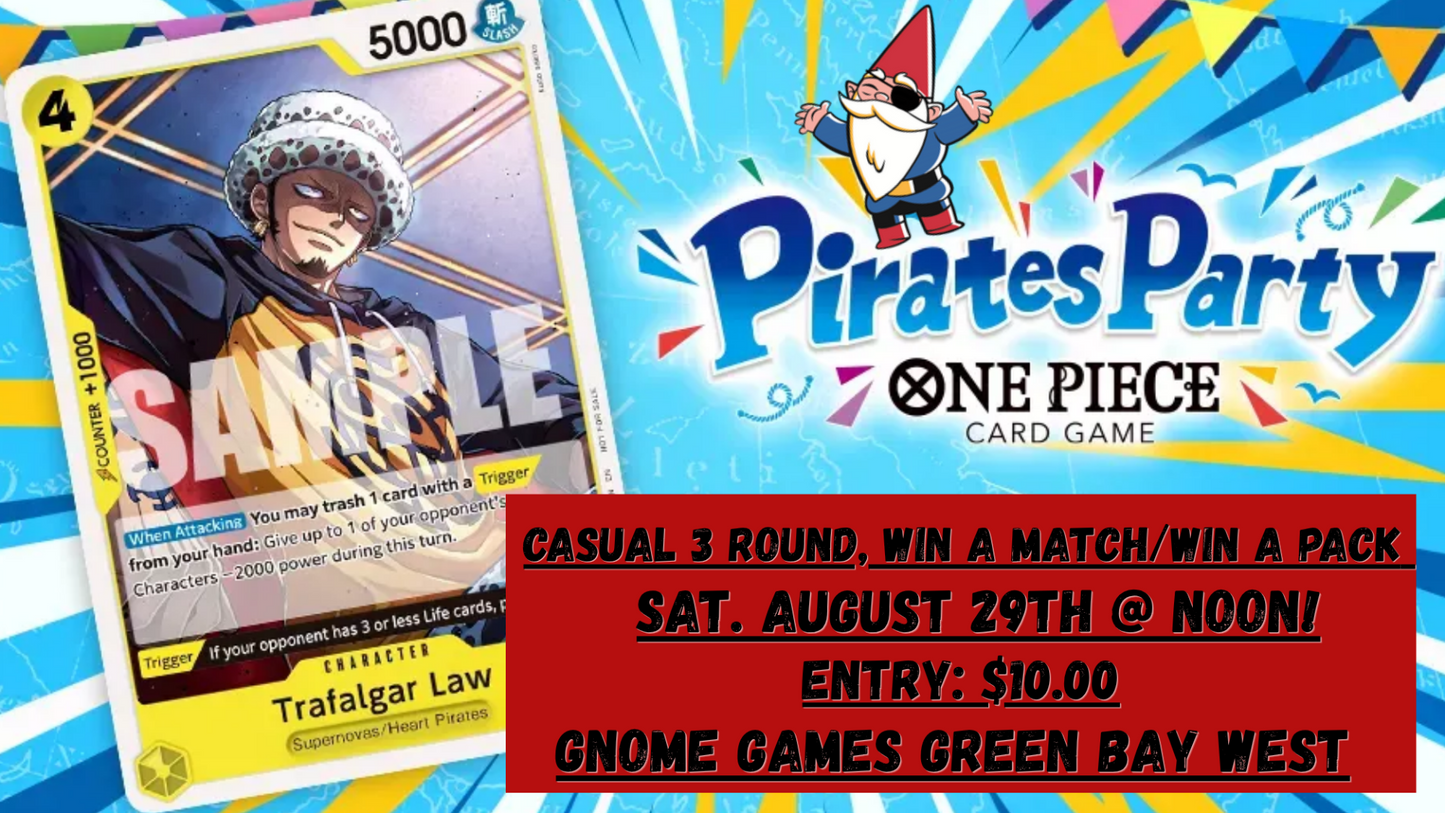 One Piece Pirates Party 2026 Vol. 2 at Gnome Games Green Bay West @ Gnome Games - Green Bay West (Aug 29) - Ticket