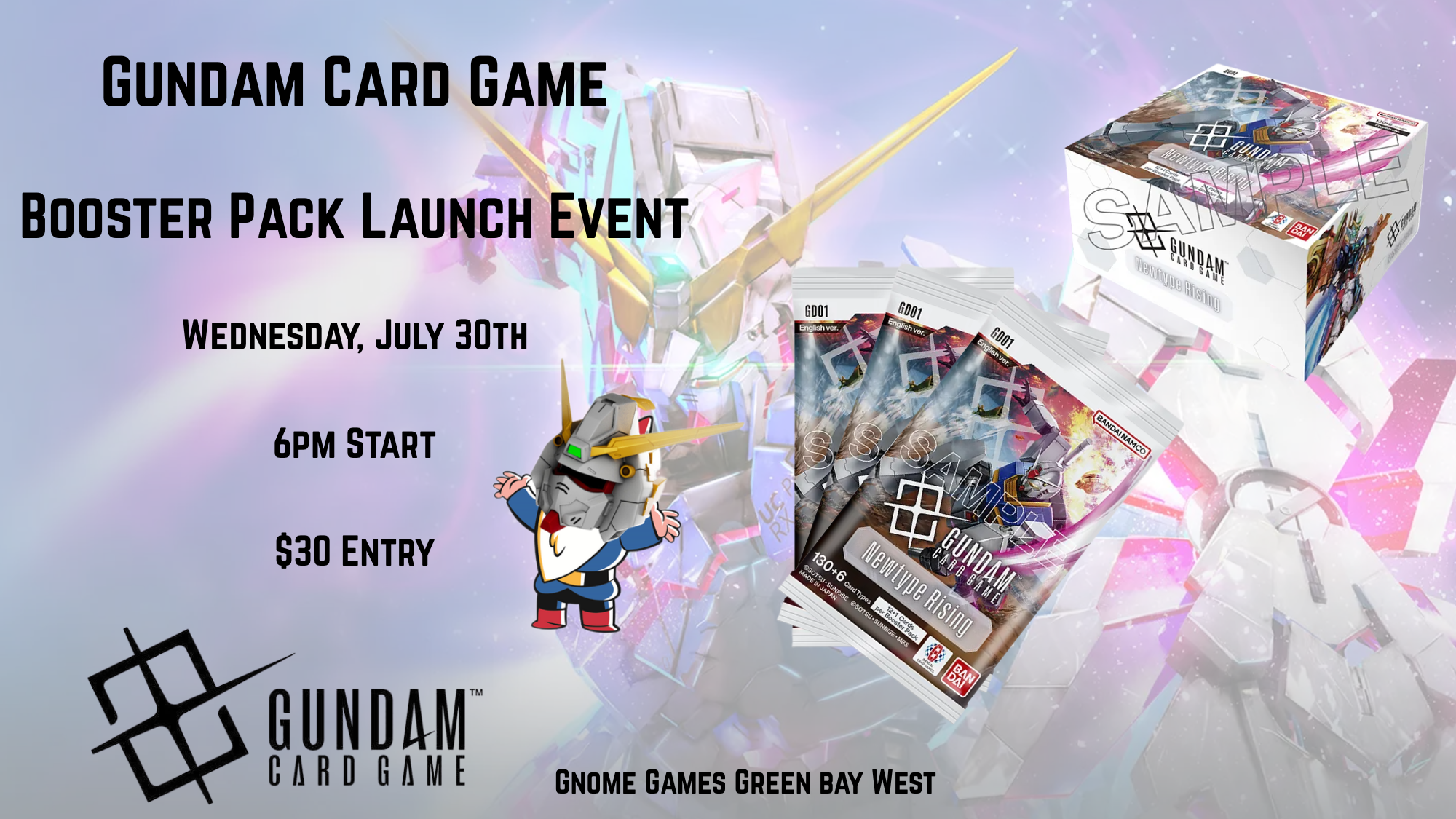 Gundam Card Game Booster Pack Launch Event Wednesday, July 30th
