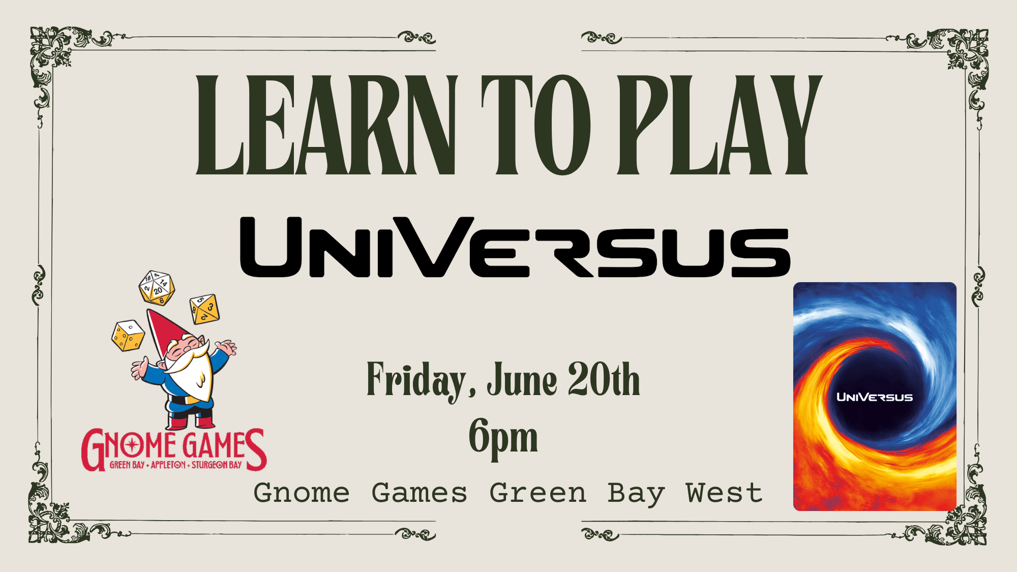 Learn to Play Universus Gnome Games Green Bay West Friday, June 20th