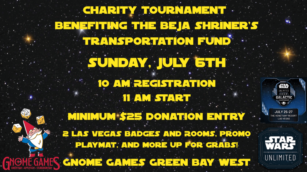 Gnome Games Green Bay West Charity Event Sunday, July 6th