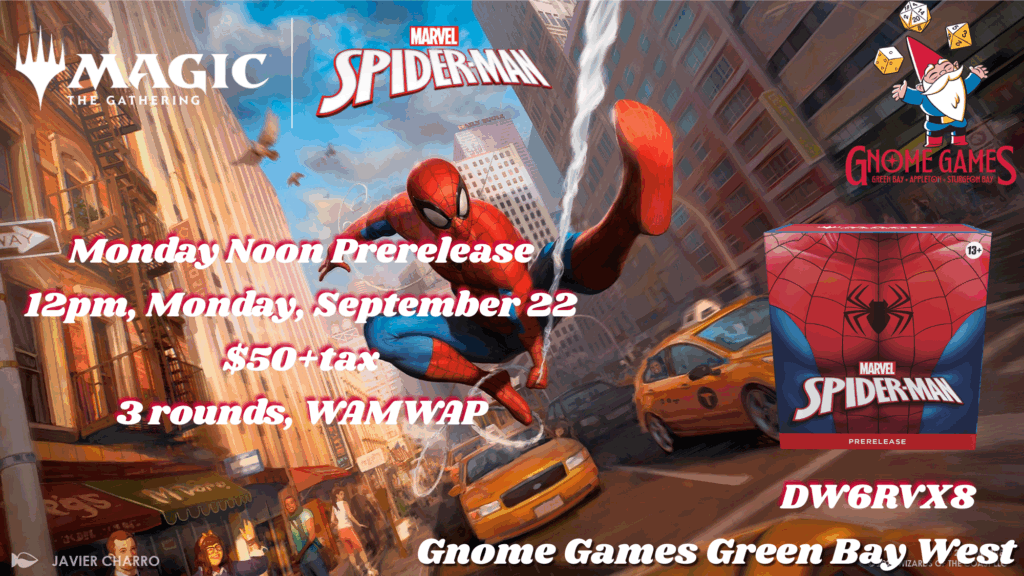 Spider Man Monday Noon Prerelease Gnome Games West