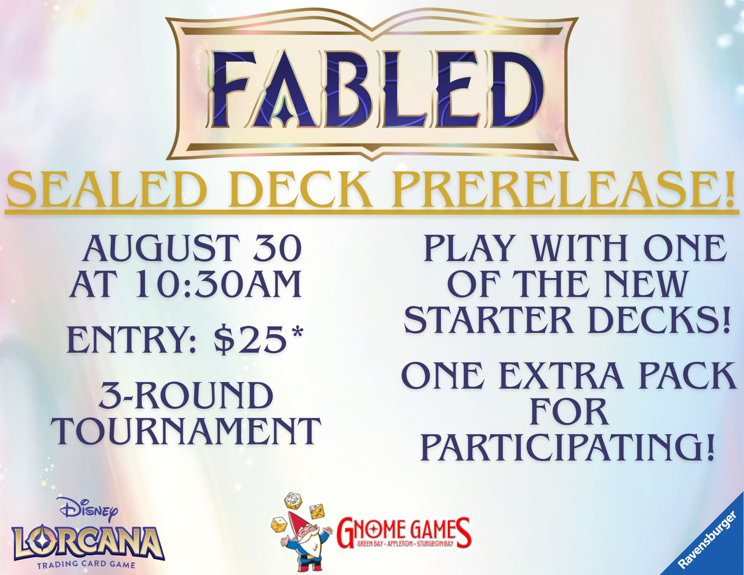 Disney Lorcana: Fabled Sealed Deck Prerelease at Gnome Games Appleton North!
