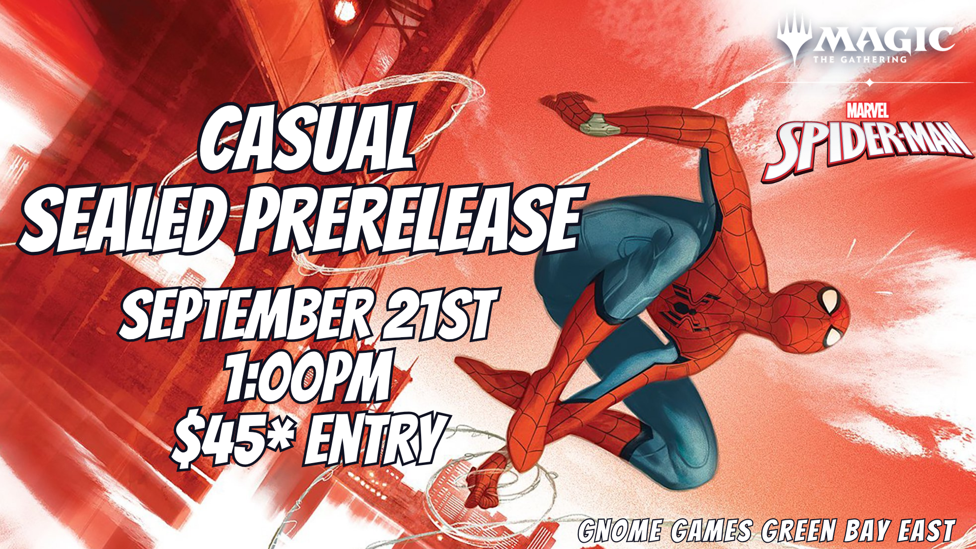 Magic the Gathering: Spiderman Casual Sealed Prerelease! – Green Bay East – $45*