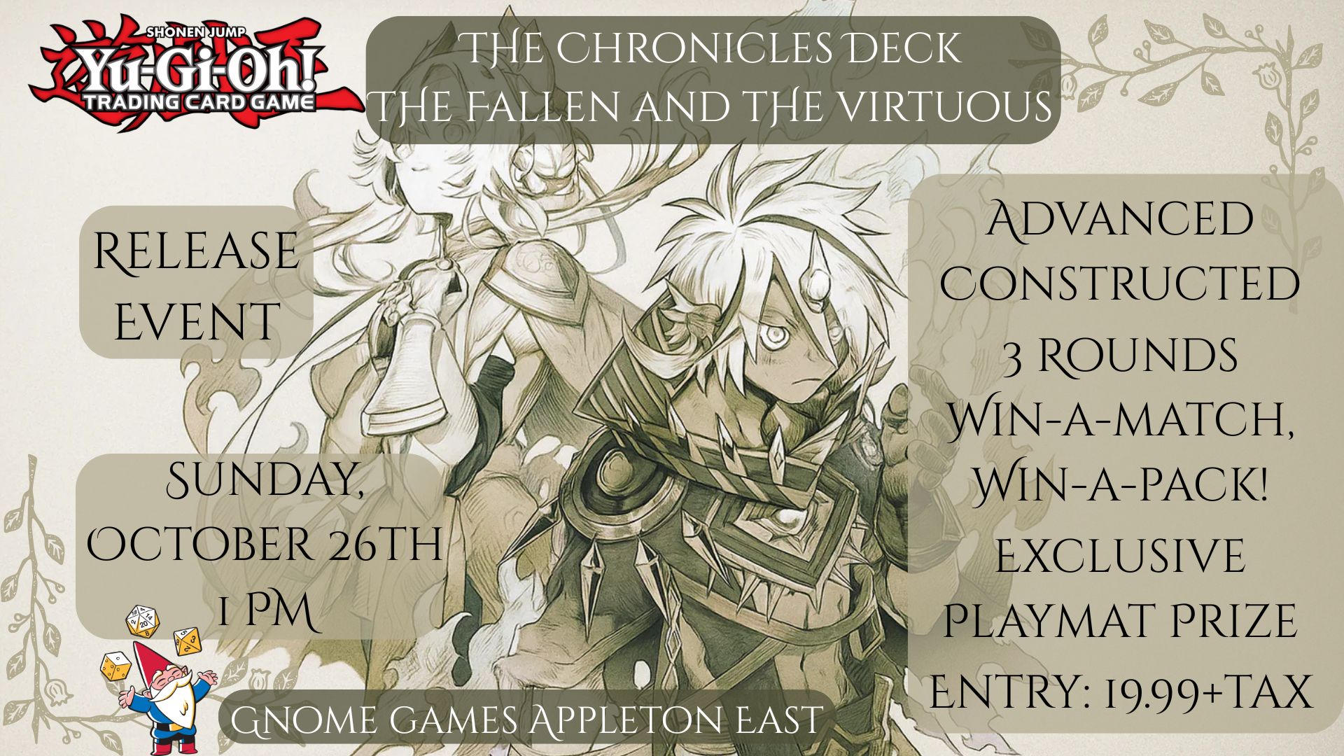 Yu-Gi-Oh! The Chronicles Deck The Fallen and the Virtuous Release Celebration at Gnome Games Appleton East – $19.99