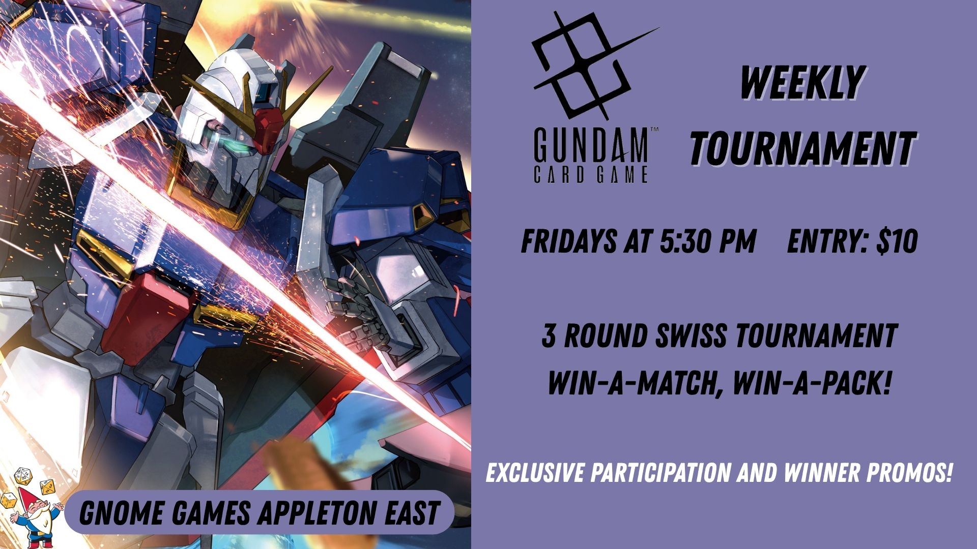 Gundam Card Game Weekly Tournament at Gnome Games Appleton East – $10