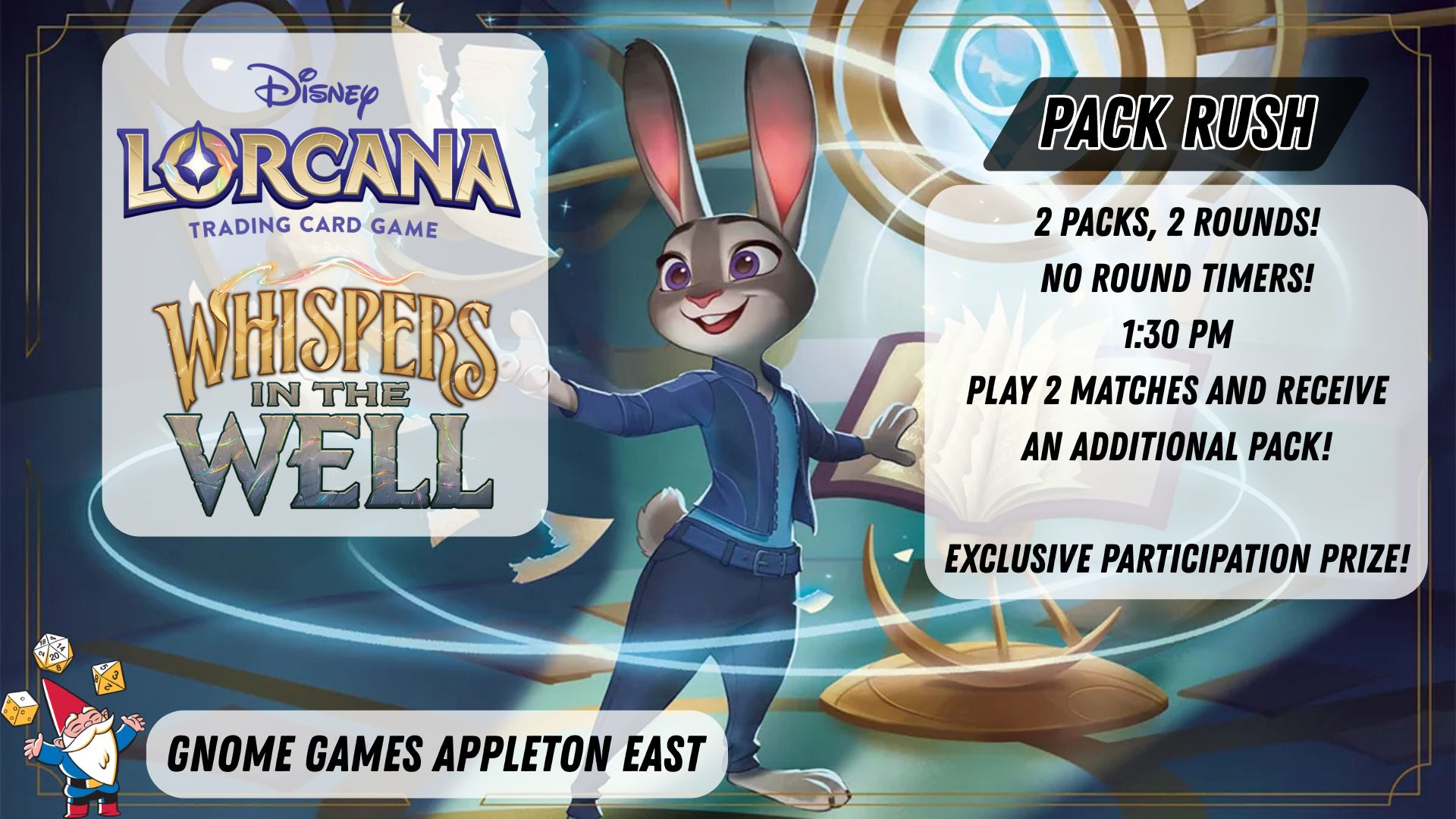 Lorcana Whispers in the Well Pack Rush at Gnome Games Appleton East – $20