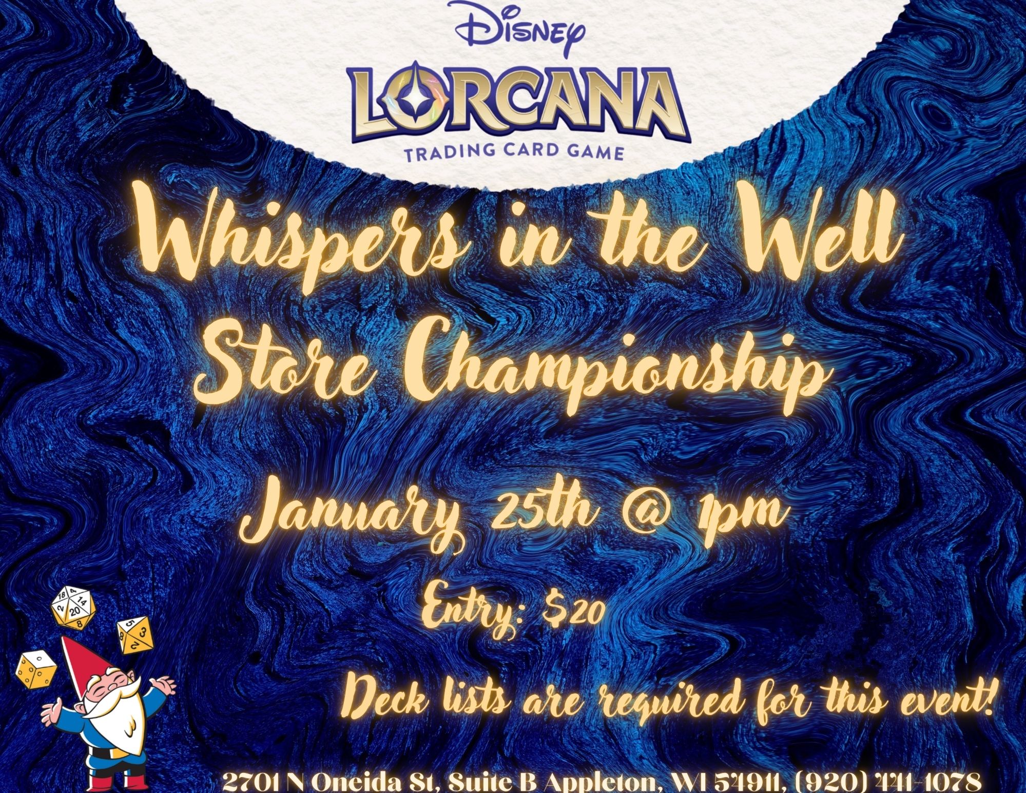 Whispers in the Well store Championship at Gnome Games Appleton North