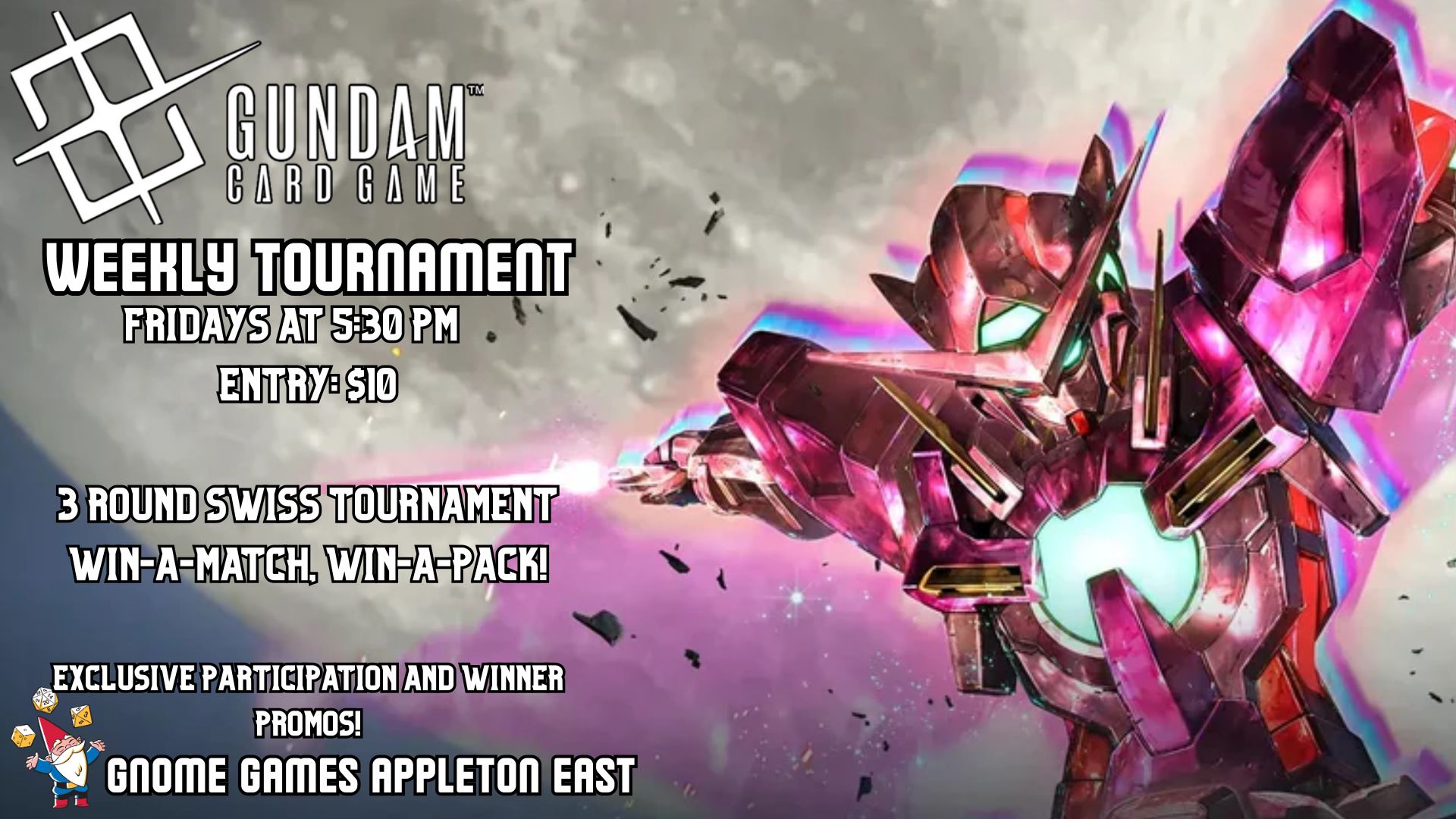 Gundam Card Game Weekly Tournament at Gnome Games Appleton East – $10